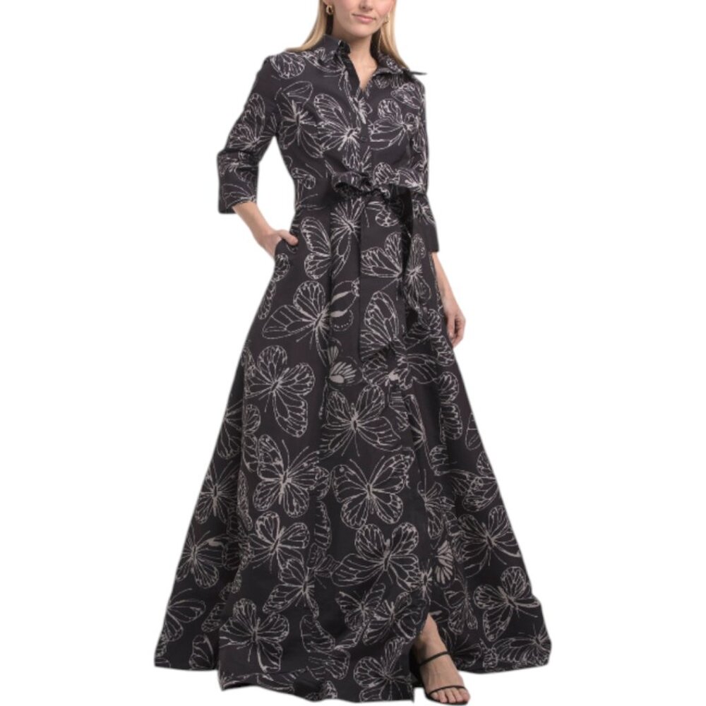 RENE BY RENE RUIZ Long Sleeve Butterfly Print Shirt Gown